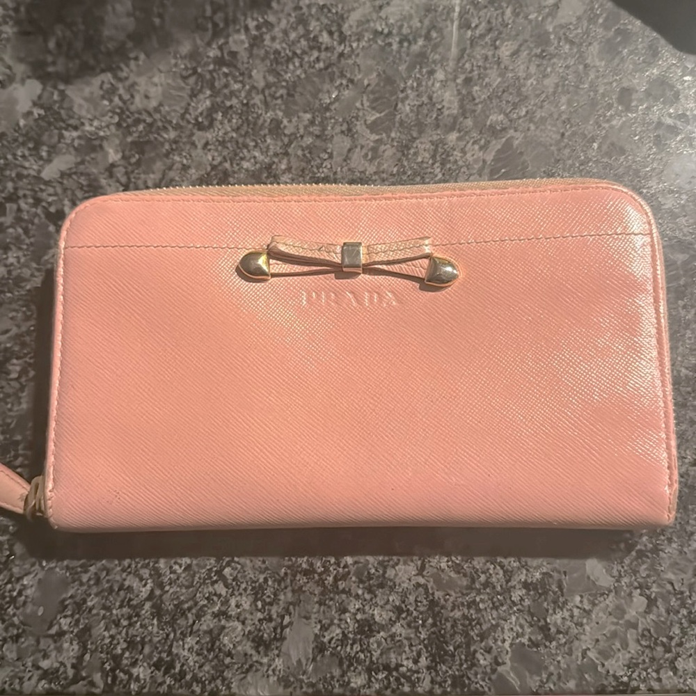 Prada Pink Wallet with Bow Accent